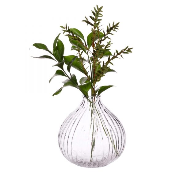 clear fluted glass vase