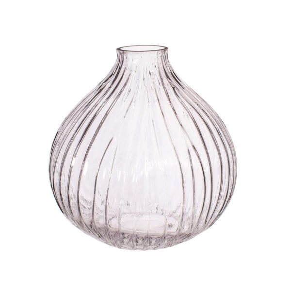 clear glass fluted vase
